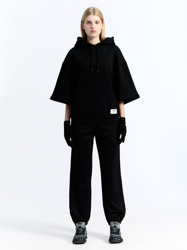 7 Days Active Organic Short Sleeve Hoodie Sweatshirts Black