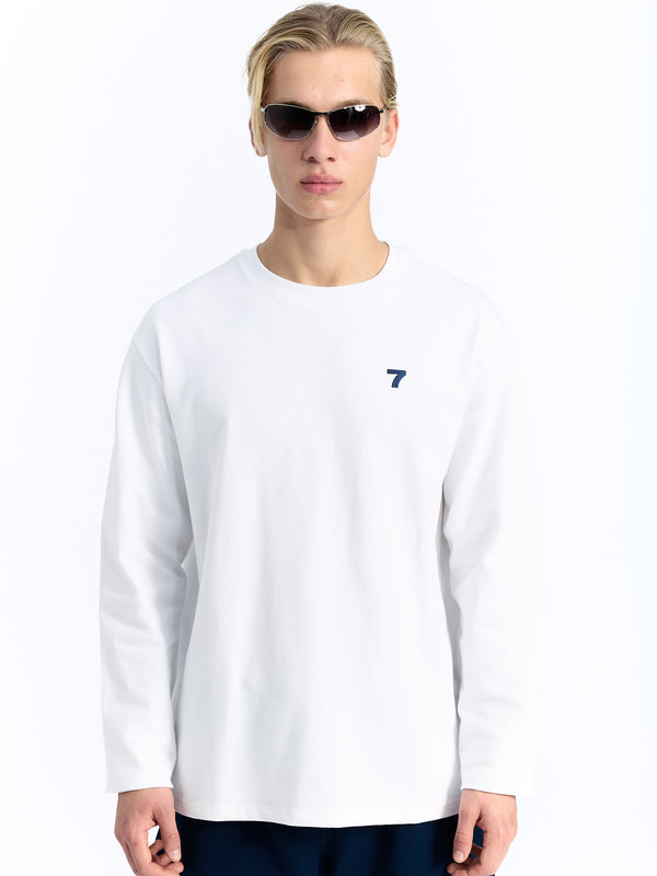 7 Days Active Waffle Long Sleeve Tee T-shirt L/S Brilliant White