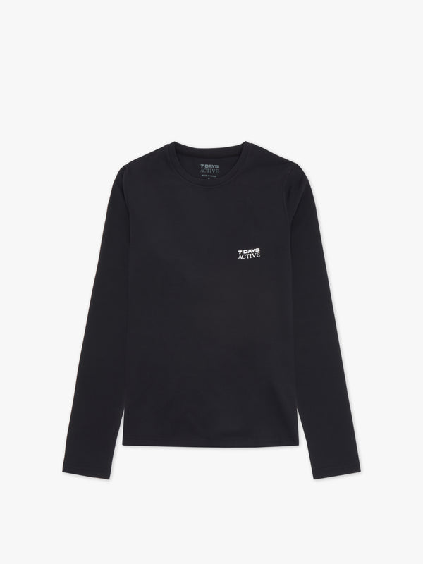 7 days active Womens Long Sleeve Training Tee T-shirt L/S Black