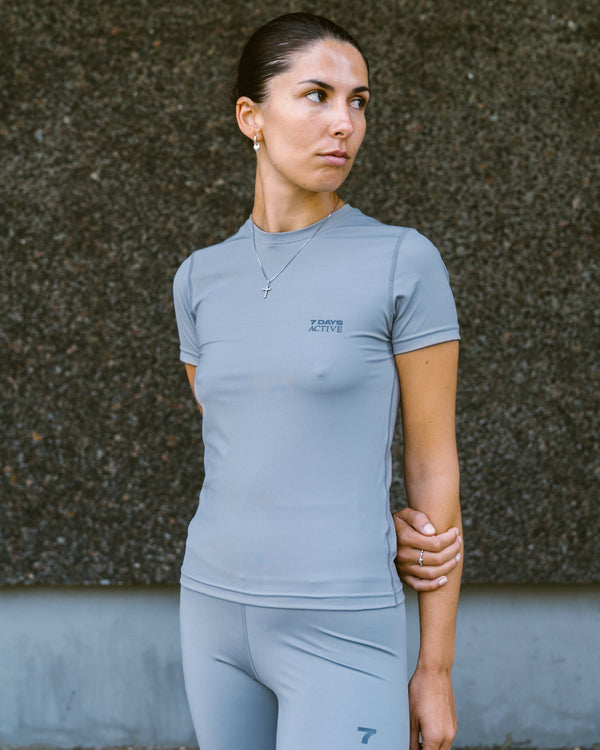 7 Days Active Womens Short Sleeve Training Tee T-shirt S/S Sharkskin