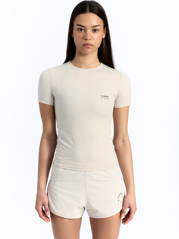 7 Days Active Womens Short Sleeve Training Tee T-shirt S/S Silver Gray