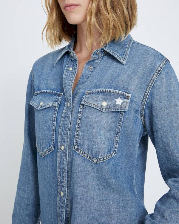 7 For All Mankind Classic Denim Shirt Tops
