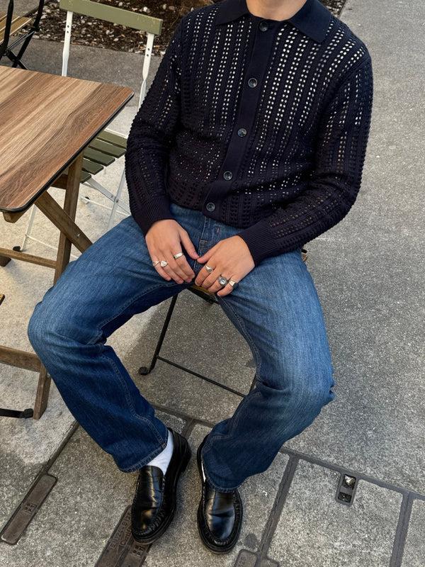 7 For All Mankind Crochet Knit Polo Sweaters