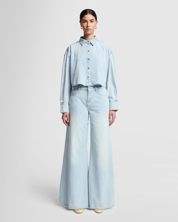 7 For All Mankind Cropped Denim Shirt Tops