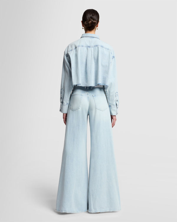 7 For All Mankind Cropped Denim Shirt Tops