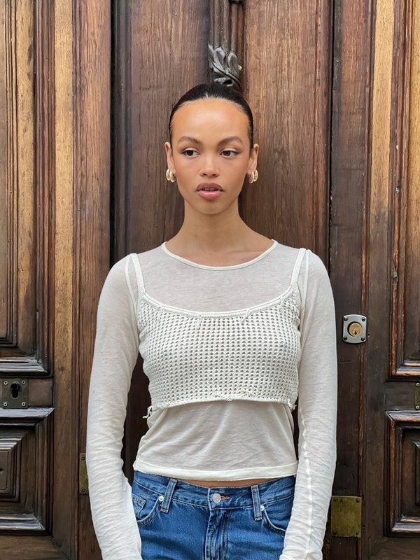 7 For All Mankind Cropped Open Knit Tank Sweaters