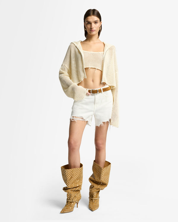 7 For All Mankind Cropped Open Knit Tank Sweaters