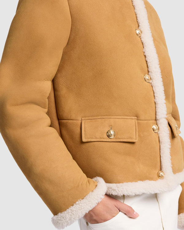 7 For All Mankind Cropped Shearling Jacket Jackets