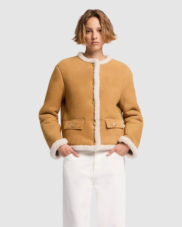 7 for all mankind Cropped Shearling Jacket Jackets