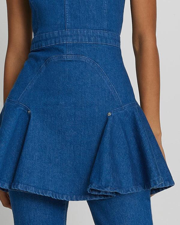 7 For All Mankind Denim Flounce Mini Dress Dresses
