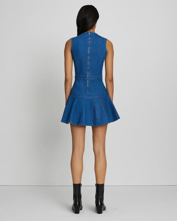 7 For All Mankind Denim Flounce Mini Dress Dresses