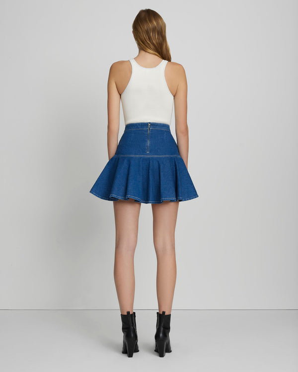 7 For All Mankind Denim Flounce Skirt Skirts