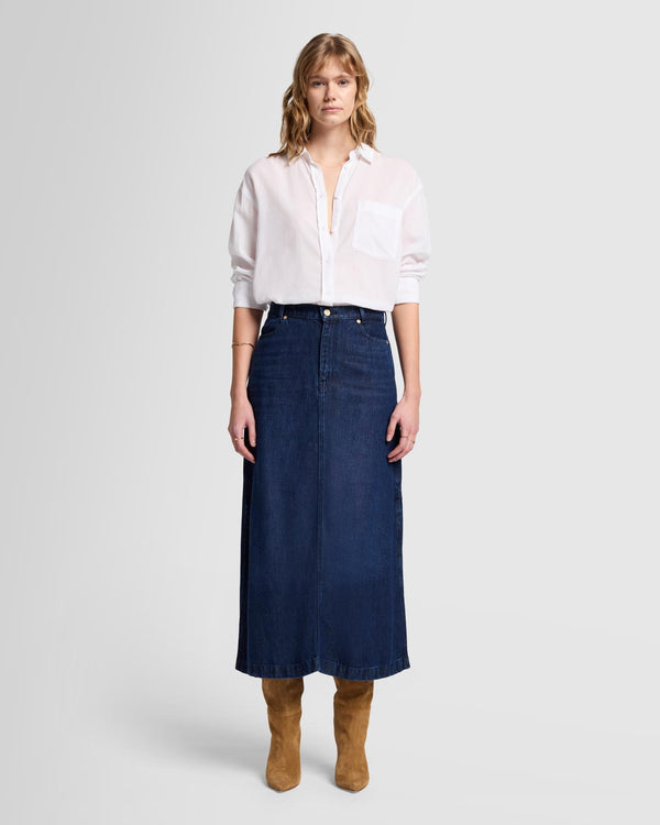 7 For All Mankind Denim Lustre Midi Skirt Skirts