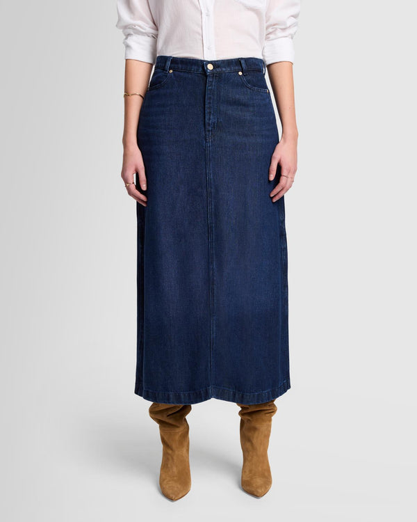 7 For All Mankind Denim Lustre Midi Skirt Skirts
