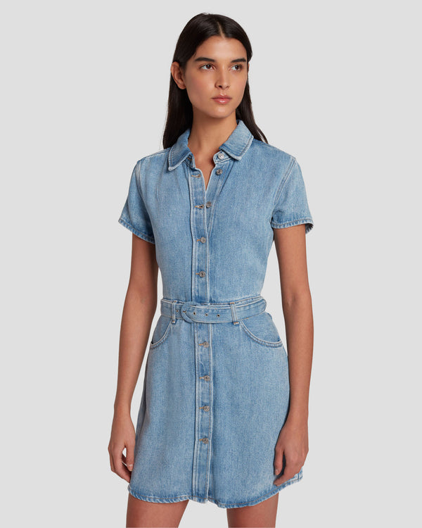7 For All Mankind Denim Lustre Shirt Dress Dresses