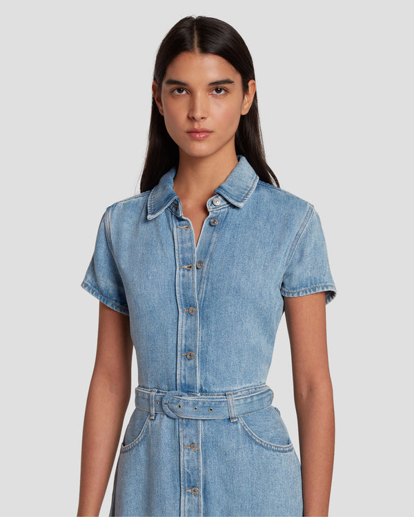 7 For All Mankind Denim Lustre Shirt Dress Dresses