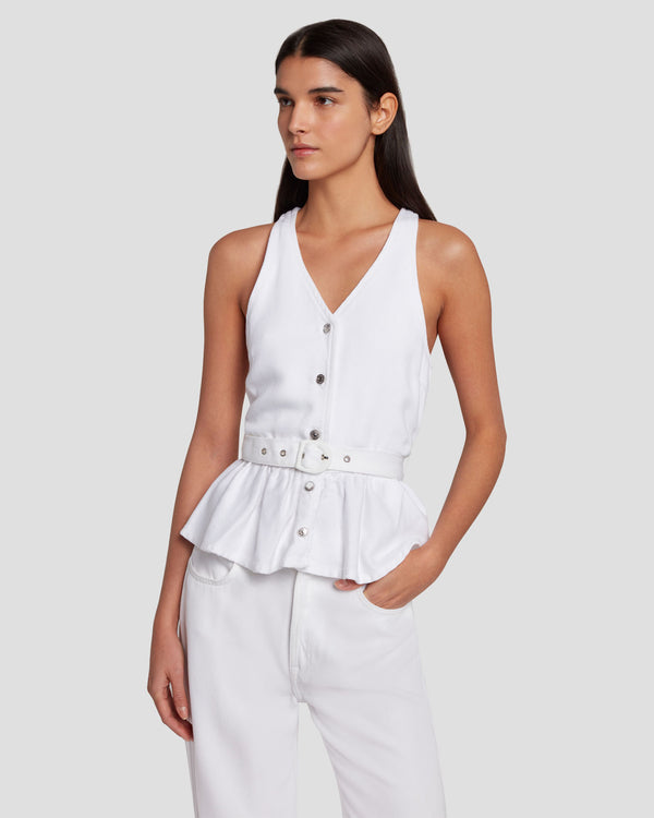 7 For All Mankind Denim Lustre Tailored Vest Tops