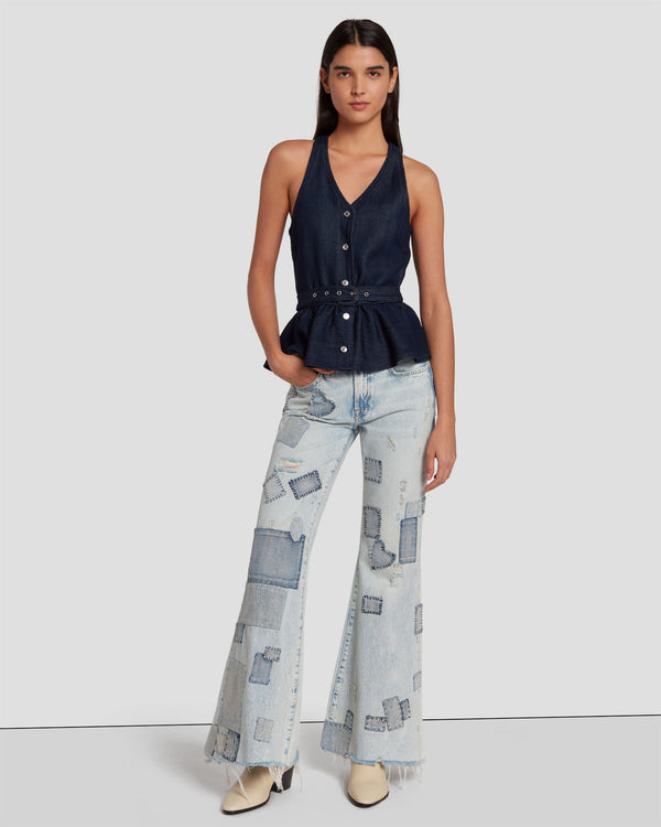 7 For All Mankind Denim Lustre Tailored Vest Tops