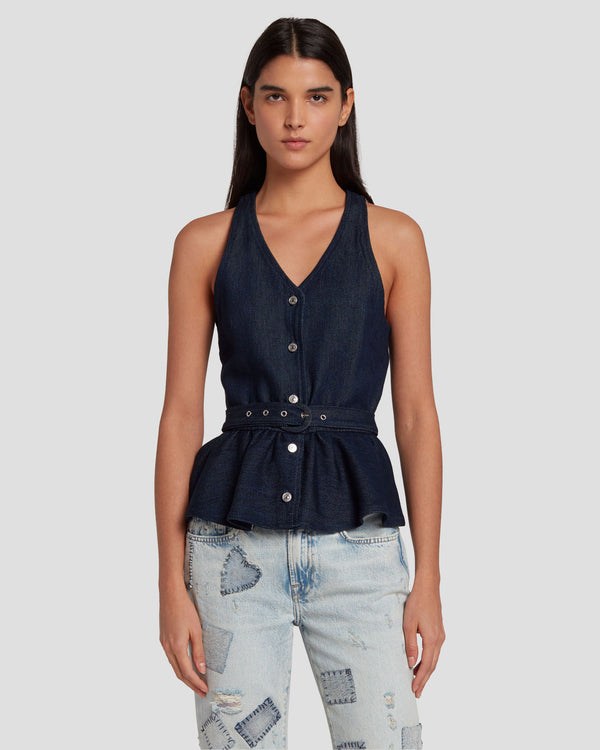 7 for all mankind Denim Lustre Tailored Vest Tops