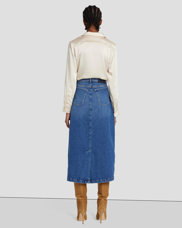7 For All Mankind Denim Midi Skirt Skirts
