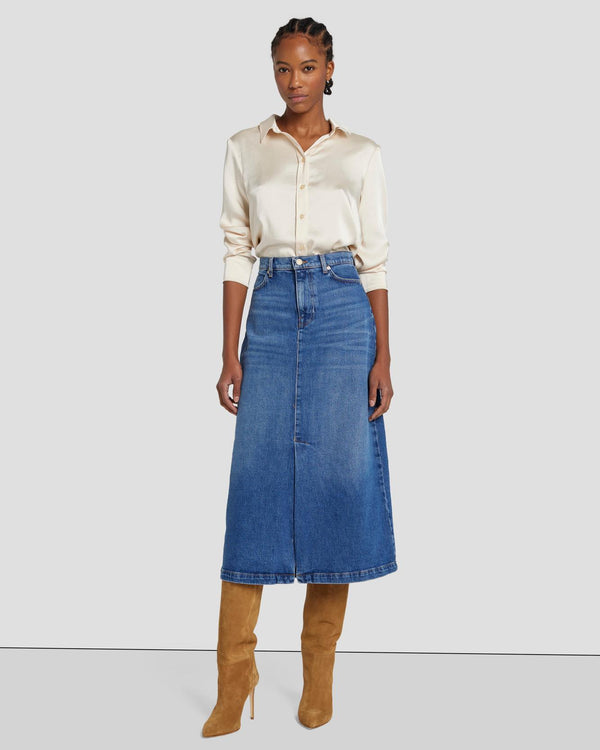 7 for all mankind Denim Midi Skirt Skirts