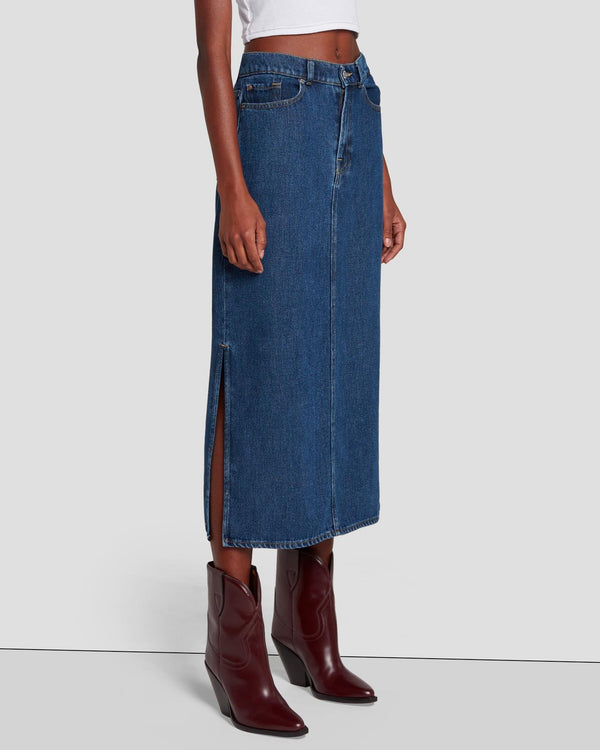 7 For All Mankind Denim Midi Skirt Skirts