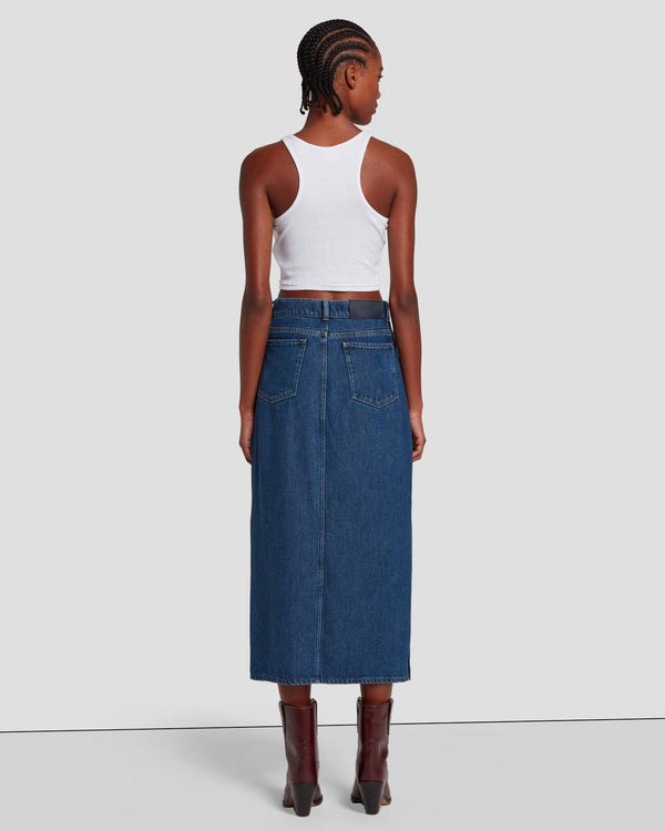 7 For All Mankind Denim Midi Skirt Skirts