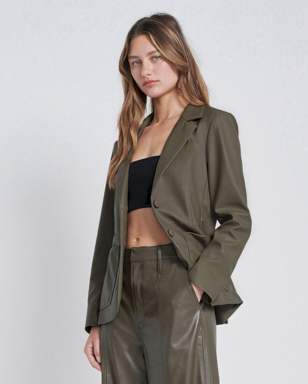 7 For All Mankind Faux Leather Tie Blazer Jackets