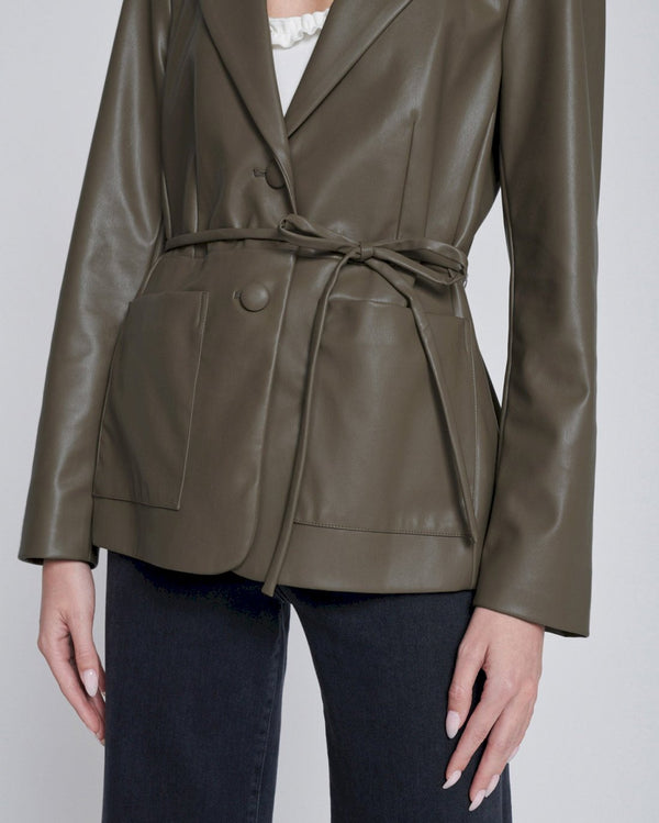 7 For All Mankind Faux Leather Tie Blazer Jackets