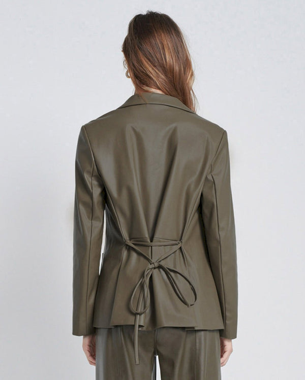 7 For All Mankind Faux Leather Tie Blazer Jackets