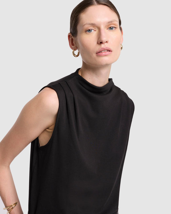 7 For All Mankind High Neck Draped Top Tops