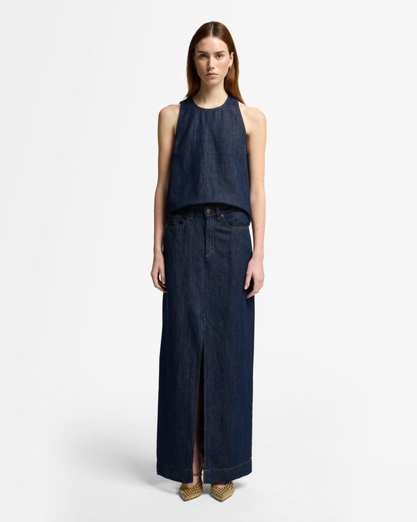 7 For All Mankind Indigo Linen Calla Skirt Skirts