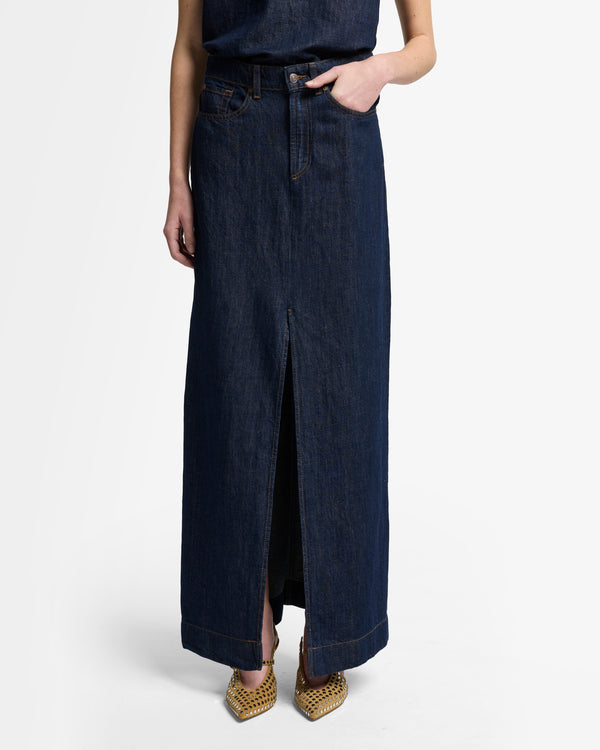 7 For All Mankind Indigo Linen Calla Skirt Skirts