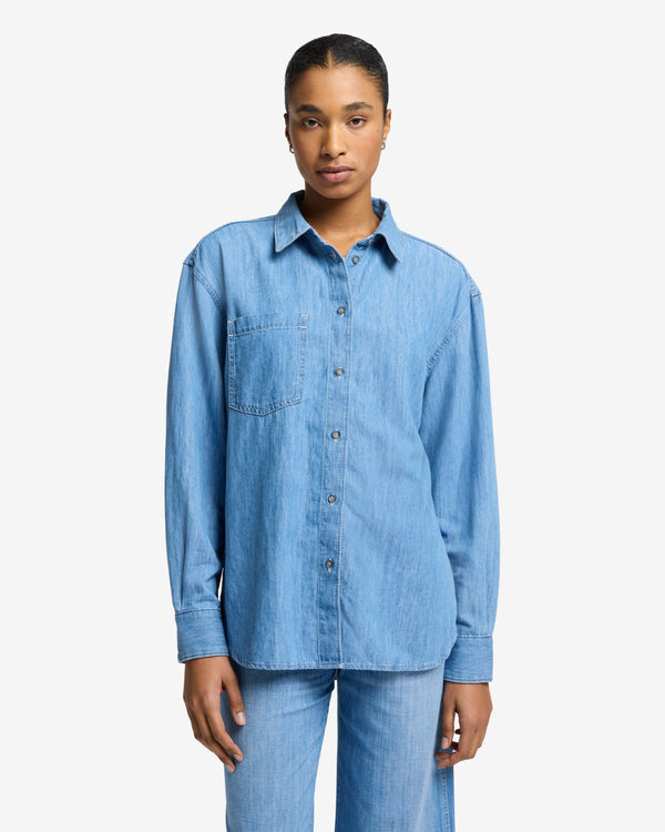 7 For All Mankind Indigo Linen Easy Shirt Tops