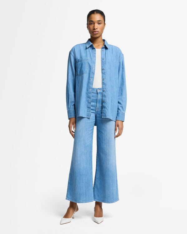 7 For All Mankind Indigo Linen Easy Shirt Tops