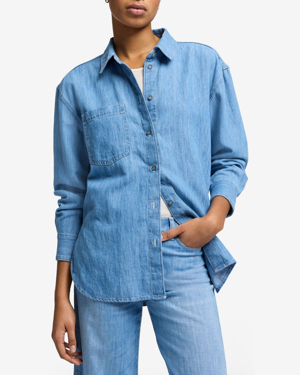 7 For All Mankind Indigo Linen Easy Shirt Tops