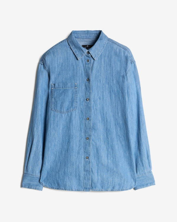 7 for all mankind Indigo Linen Easy Shirt Tops