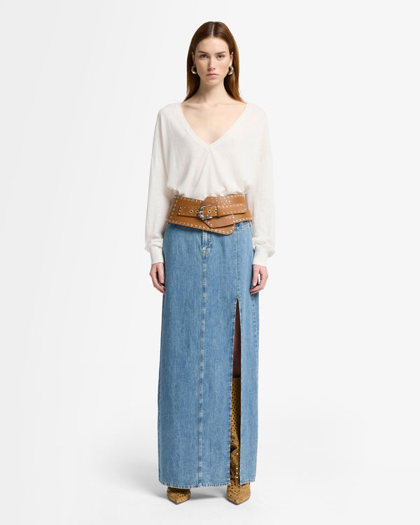 7 For All Mankind Indigo Linen Maxi Skirt Skirts
