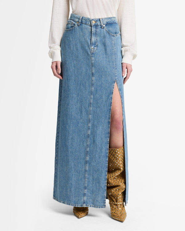 7 For All Mankind Indigo Linen Maxi Skirt Skirts