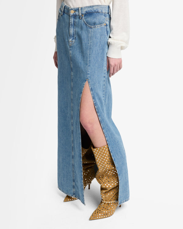 7 For All Mankind Indigo Linen Maxi Skirt Skirts