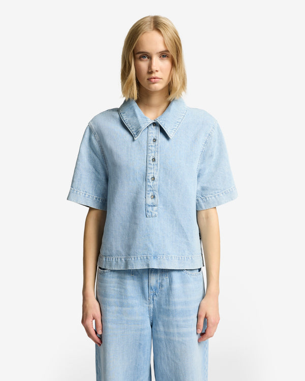 7 For All Mankind Indigo Linen Polo Tops