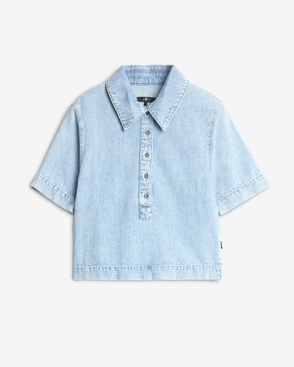7 for all mankind Indigo Linen Polo Tops