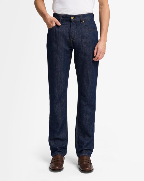 7 For All Mankind Indigo Linen The Straight Jeans