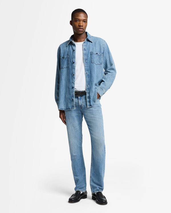 7 For All Mankind Indigo Linen The Straight Jeans