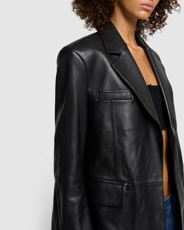 7 For All Mankind Italian Leather Blazer Jackets