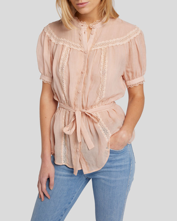 7 For All Mankind Lace Trim Prairie Blouse Tops