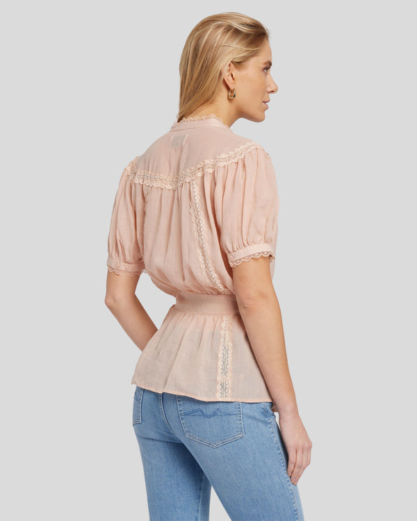 7 For All Mankind Lace Trim Prairie Blouse Tops