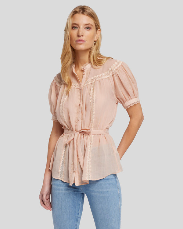 7 for all mankind Lace Trim Prairie Blouse Tops