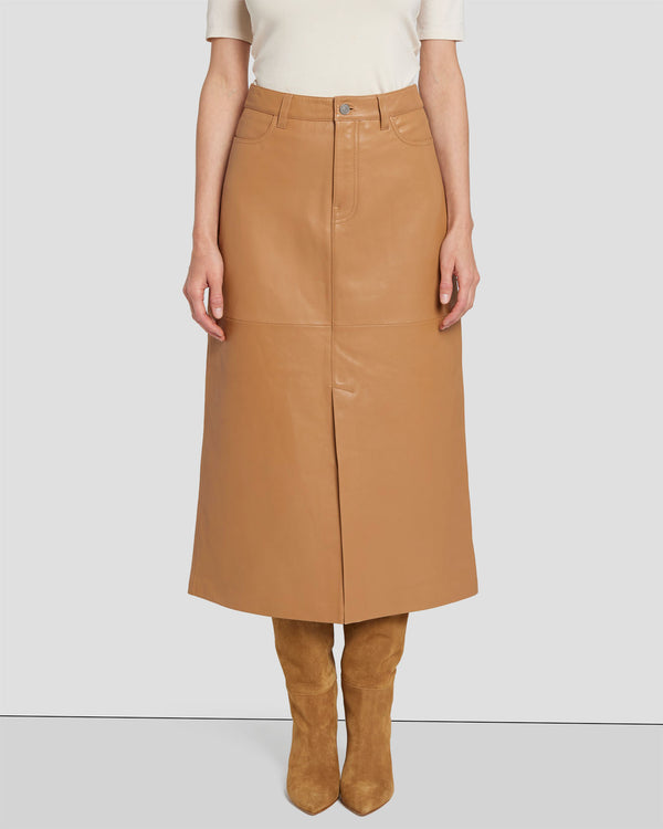 7 For All Mankind Leather Midi Skirt Skirts