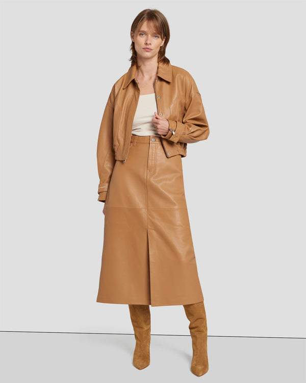 7 For All Mankind Leather Midi Skirt Skirts